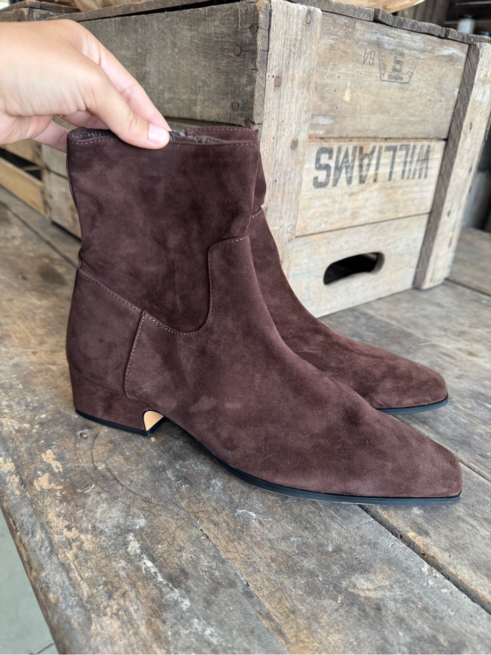 Steve Madden Dusty Chocolate Brown Suede Ankle Boots Women’s 9.5 Leather $160